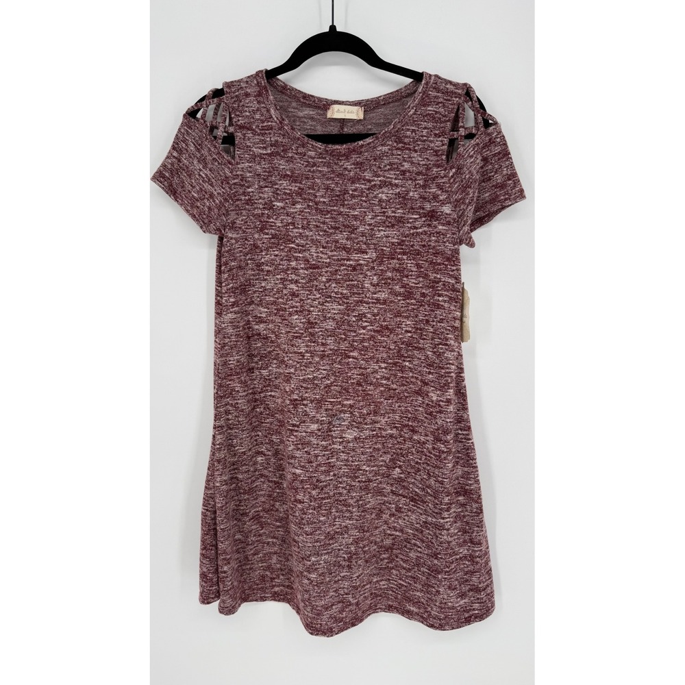 ALTAR'D STATE BURGUNDY SHOULDER CUTOUT SWING DRESS SMALL NWT SOFT KNIT